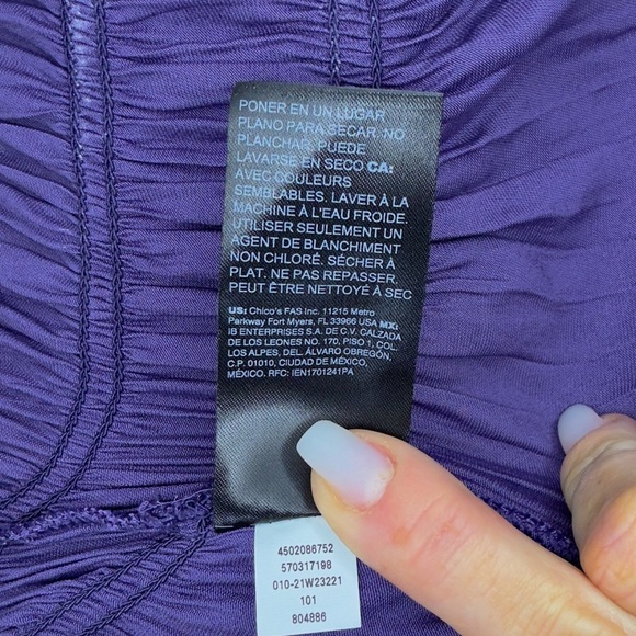 NWT* WHBM Petite Long-Sleeve Fitted Tie Waist Blouse in Cosmic Violet‎ - Picture 15 of 16